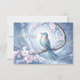 Cartão de Agradecimento Floral Blue Bird