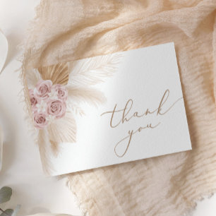 Cartão De Agradecimento Floral Boho Capim-dos-Pampas