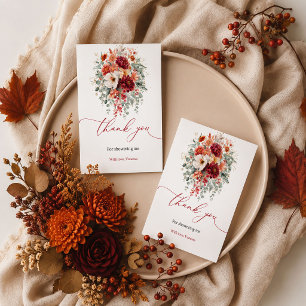 Cartão de agradecimento floral boho de outono com