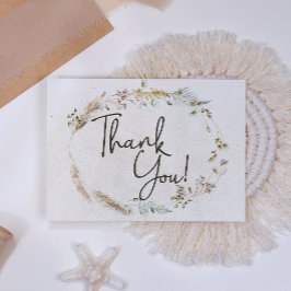 Cartão de Agradecimento Floral Boho Neutro Elegant