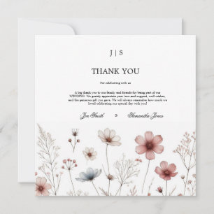 Cartão De Agradecimento Floral boho verão simples