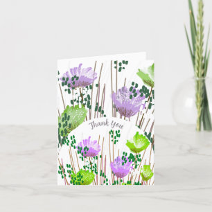 Cartão de Agradecimento Floral Botânico Abstrato