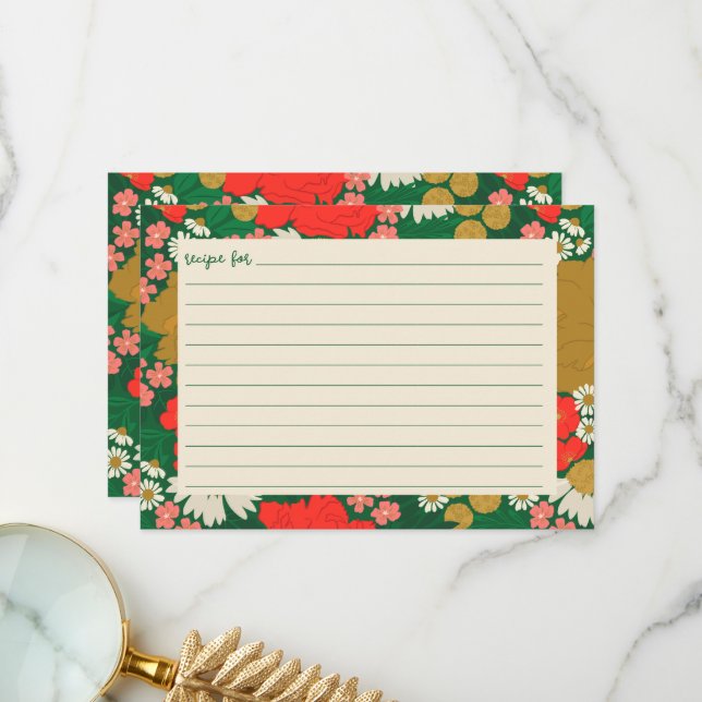 Cartão De Agradecimento Floral Bouquet Bridal Shower Recipe Card (Frente/Verso In Situ)