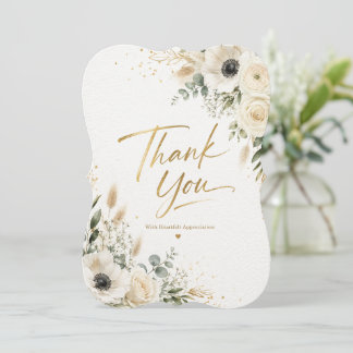 Cartão de Agradecimento Floral Branco