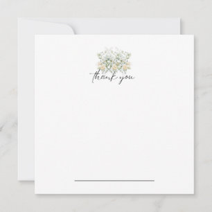 Cartão De Agradecimento Floral Branco e Amarelo Obrigado Notecard