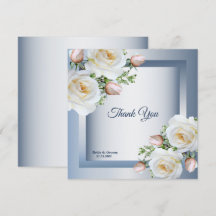 Floral Branco Elegante Cinza Azul