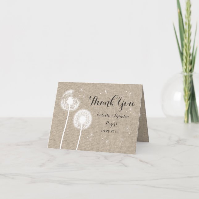 Cartão De Agradecimento Floral Burlap Thank You Card (Frente)
