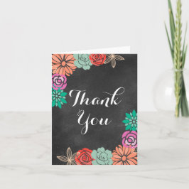 Cartão de agradecimento Floral Chalkboard para Chá