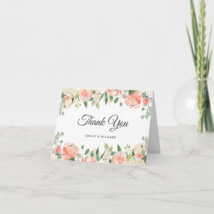 Cartão de Agradecimento Floral com Peônia Coral e