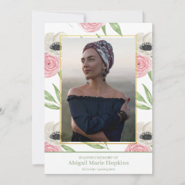 Cartão De Agradecimento Floral cor-de-rosa elegante em funeral Loving da