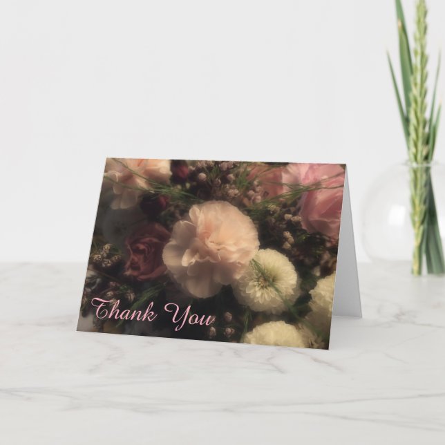 Cartão de Agradecimento Floral Cravo Rosa (Frente)