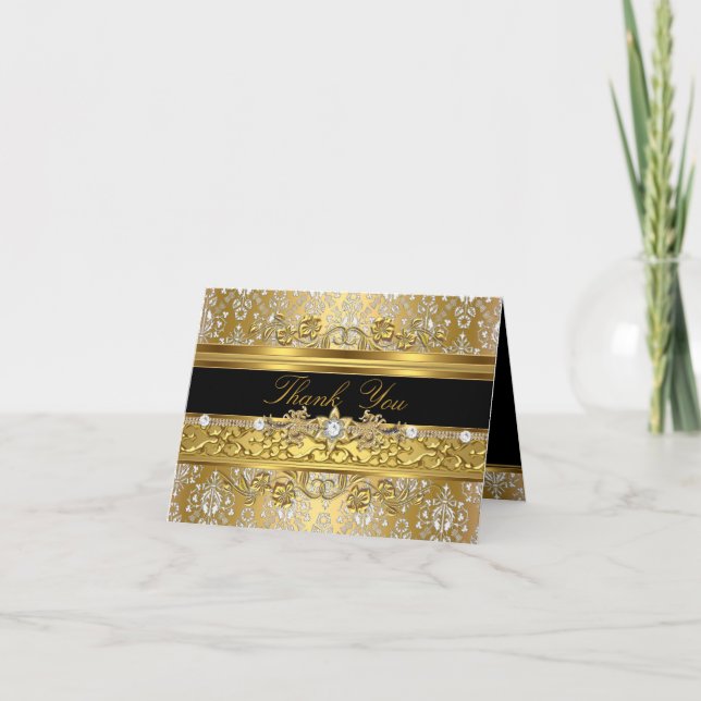 Cartão de Agradecimento Floral Damask (Frente)