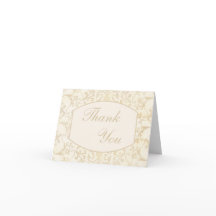 Floral Damask Creme and Beige Thank You