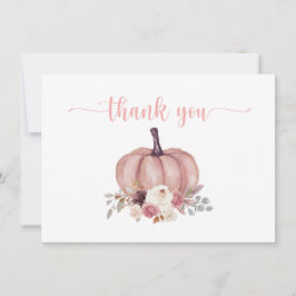 Cartão De Agradecimento Floral de Abóbora, Banho Rústico, Obrigado por Com