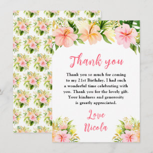 Cartão De Agradecimento Floral de Aniversário da Selva Tropical