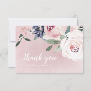 Cartão De Agradecimento Floral de cor-de-água com pincel botânico floral