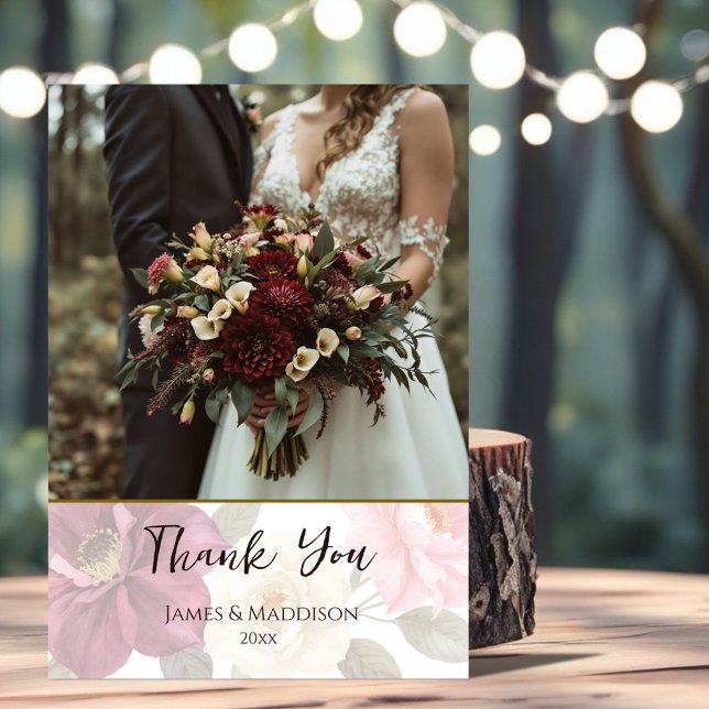 Cartão De Agradecimento Floral de outono de Fox Reprodutor (Criador carregado)