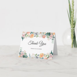 Cartão de Agradecimento Floral de Peônia Rosa de J