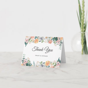 Cartão de Agradecimento Floral de Peônia Rosa de J