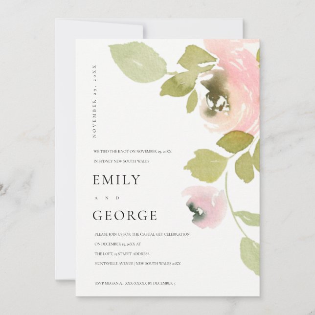 CARTÃO DE AGRADECIMENTO FLORAL DE ROSA DE PINCO BRUTO SUAVE, NÓS PEDIMOS A (Frente)