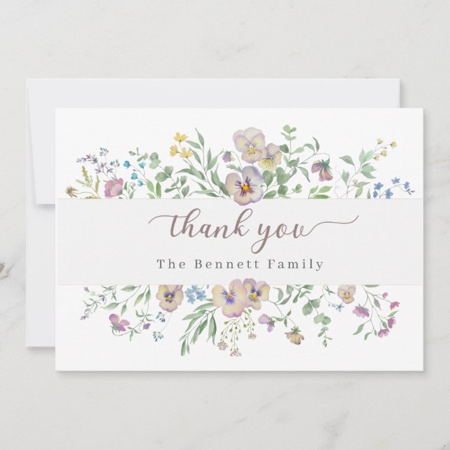 Cartão de Agradecimento Floral de Violeta e Eucali (Frente)