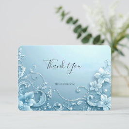 Cartão de Agradecimento Floral Decorativo Azul