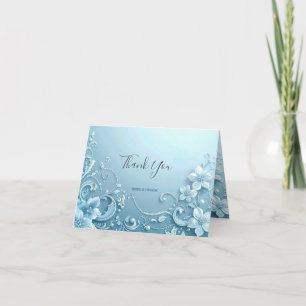 Cartão de Agradecimento Floral Decorativo Azul