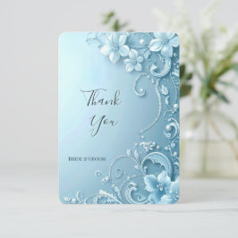 Cartão de Agradecimento Floral Decorativo Azul