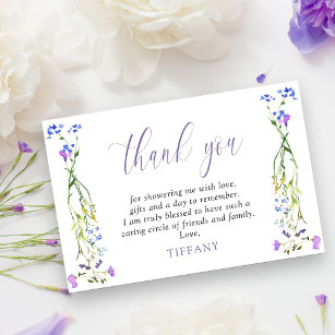 Cartão De Agradecimento Floral Delicado de Flor Roxo bonito