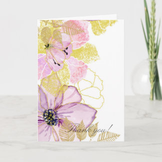 Cartão de agradecimento floral delicado em aquarel