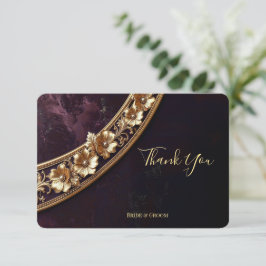 Cartão de Agradecimento Floral Dourado Ornamentado