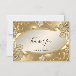 Cartão de Agradecimento Floral Dourado Ornamentado