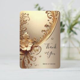 Cartão de Agradecimento Floral Dourado Ornamentado