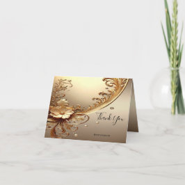 Cartão de Agradecimento Floral Dourado Ornamentado