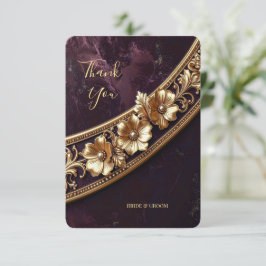 Cartão de Agradecimento Floral Dourado Ornamentado