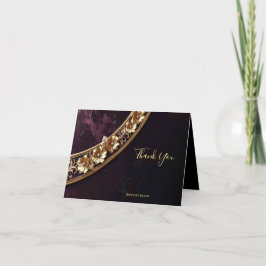 Cartão de Agradecimento Floral Dourado Ornamentado