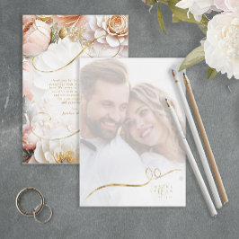 Cartão De Agradecimento Floral Drama Wedding Photo Template White ID1022