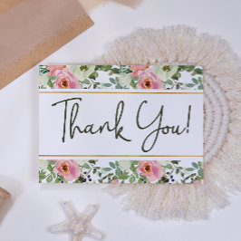 Cartão de Agradecimento Floral Elegante Casca de O