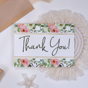 Cartão de Agradecimento Floral Elegante Casca de O