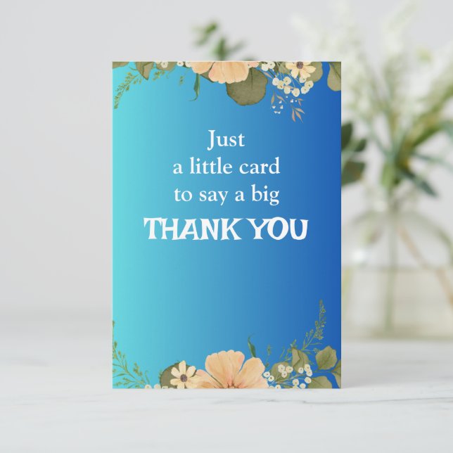 Cartão de Agradecimento Floral Elegante com Eu Per (Em pé/Frente)