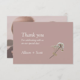 Cartão De Agradecimento Floral Elegante Elegante Rosa Minimalista Dusty