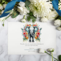 Floral Elephant Bay Blue e White Obrigado