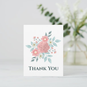 Cartão de Agradecimento Floral em Aquarela
