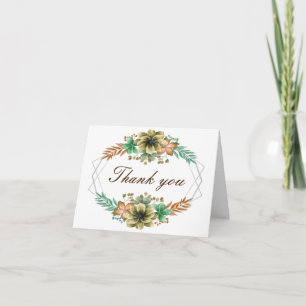 Cartão de Agradecimento Floral em Aquarela Amarelo
