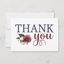 Cartão de Agradecimento Floral em Aquarela Azul Ma