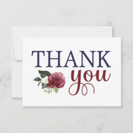 Cartão de Agradecimento Floral em Aquarela Azul Ma