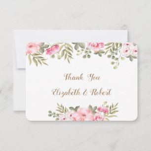 Cartão de Agradecimento Floral em Aquarela Branca