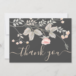Cartão de agradecimento floral em aquarela chic e 