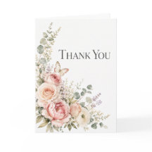 Cartão de Agradecimento Floral em Aquarela Elegant