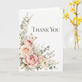 Cartão de Agradecimento Floral em Aquarela Elegant